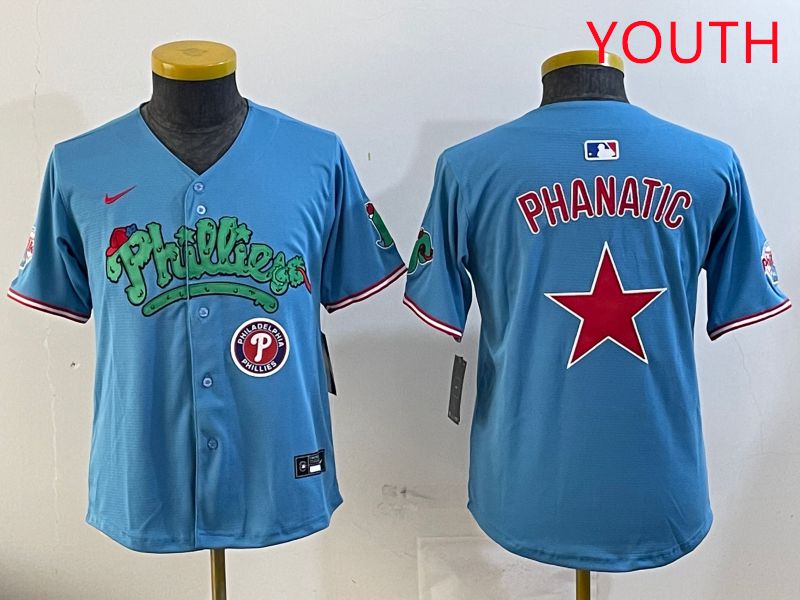 Youth Philadelphia Phillies Blank Light Blue Four generations joint name 2025 Nike MLB Jersey style 3->philadelphia phillies->MLB Jersey